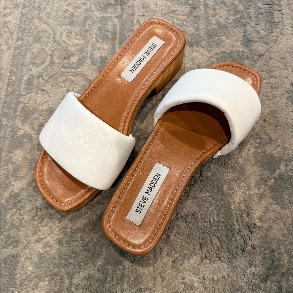 Steve Madden White Slide Sandals